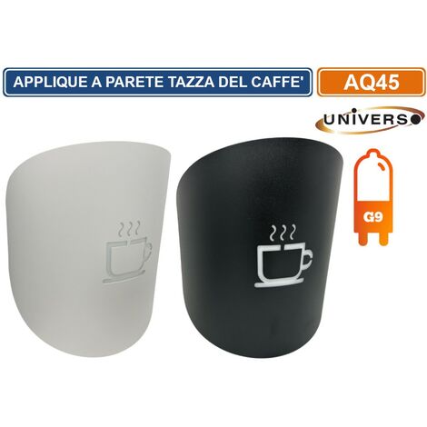 APPLIQUE  PORTALAMPADA A PARETE ATTACCO G9 RAFFIGURAZIONE TAZZA DEL CAFFÈ ILLUMINAZIONE CASA CAFFETTERIA BAR - Colore: Nero