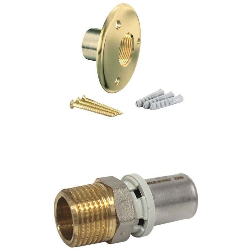 Applique pour fixation de robinet de jardin - Tube Multicouche Ø16 - Raccord à sertir m 1/2' (15/21) th Arcanaute