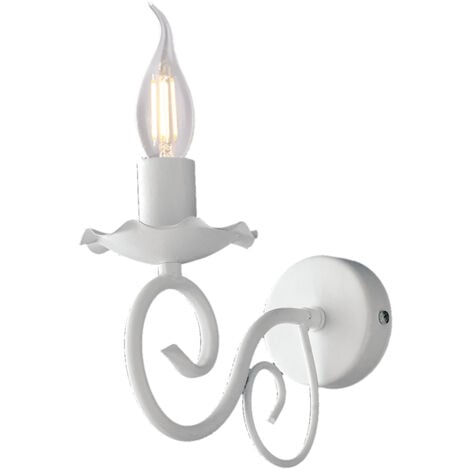 Applique Provenzale Alma 1 Luce Ferro Battuto Bianco Shabby