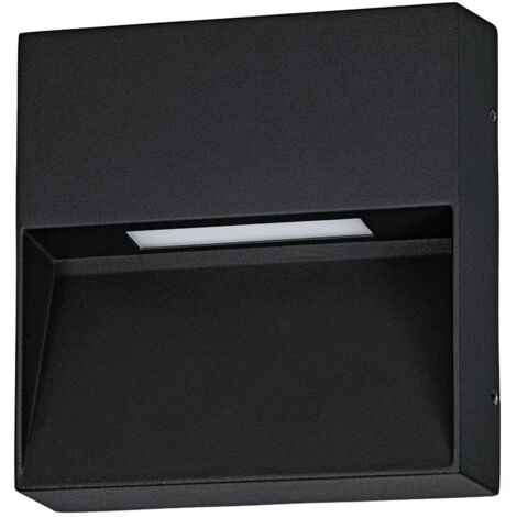 Applique Quadrata Esterno Maruggio Alluminio Nero E Policarbonato Trasp Led