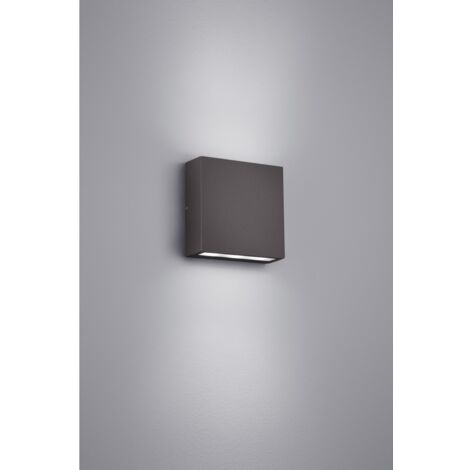 Applique Quadrata Thames Led Doppia Emissione IP54 Antracite 14x14 cm Trio Lighting