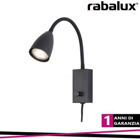 Applique Rabalux Mika nera GU10 con interruttore spina