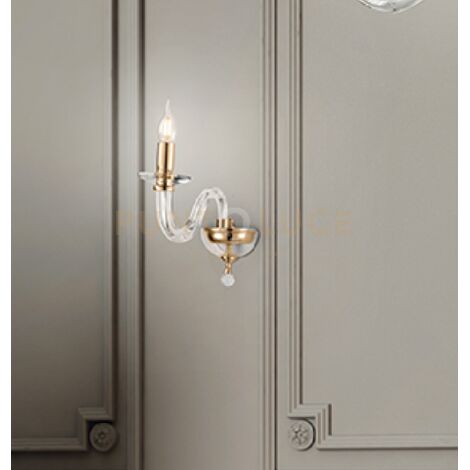 APPLIQUE RAVEL 1 LUCI CRISTALLO E ORO ATTACCO E14 H.29CM