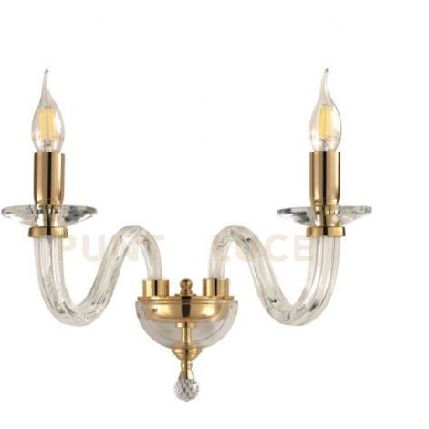 APPLIQUE RAVEL 2 LUCI CRISTALLO E ORO ATTACCO E14 L.37CM