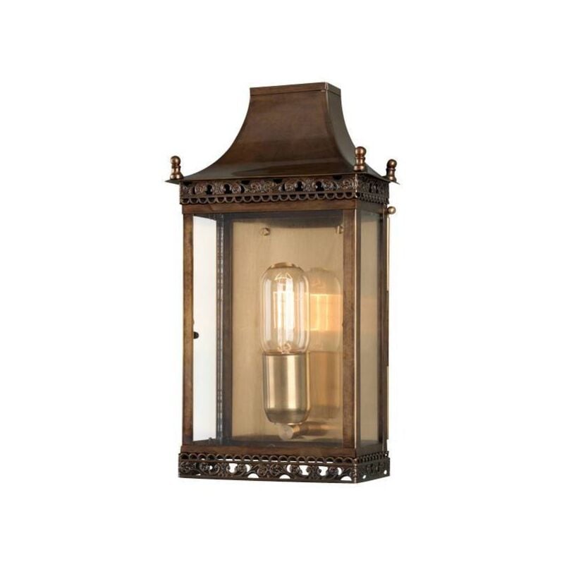 Regents Park - Lanterne murale extérieure à 1 lumière, laiton antique IP44, E27 - Elstead