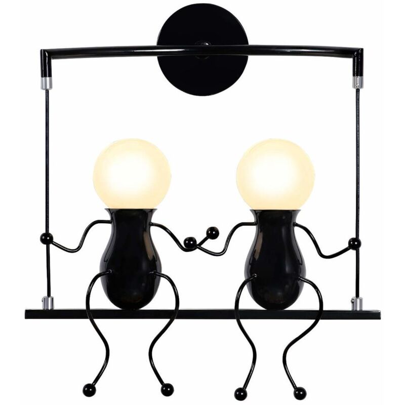 Applique Rétro 2 Lumières Applique Murale D'Intérieur En Métal, Applique Murale Moderne Pour Chambre à Coucher, Bar, Bureau, Noir