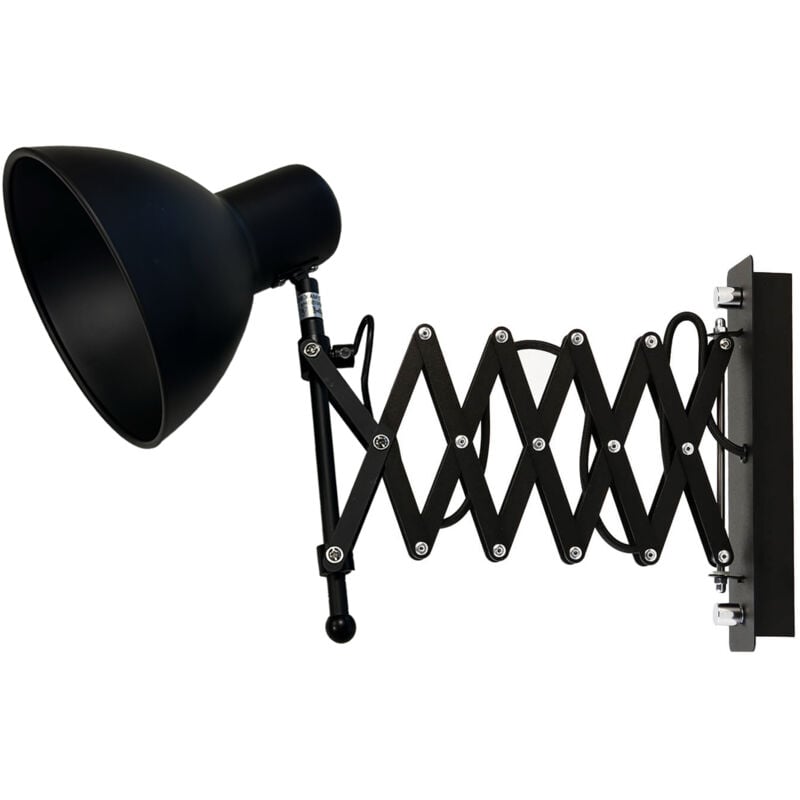 Lampe murale d'extérieur Harmony noire avec bras extensible au design pratique dans le style rétro E27 - Noir