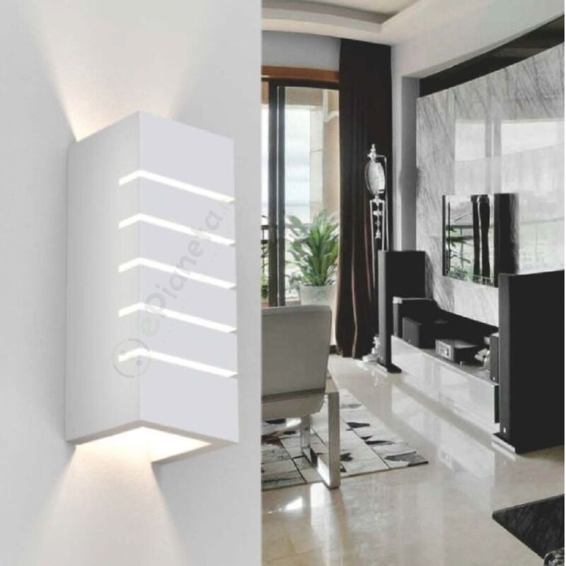 Image of Universo - Applique rettangolare bianco doppia luce led attacco G9 in gesso lampada da soffitto moderno verniciabile verticale