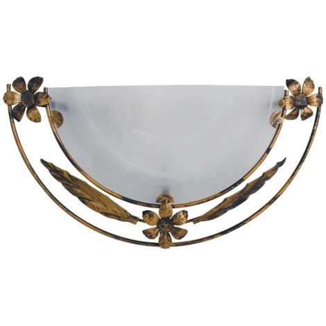 "Applique RICCIO bianca in vetro con struttura in metallo 40x20 cm."