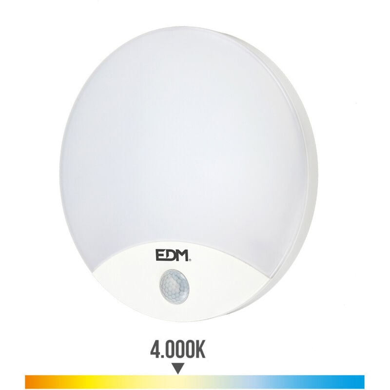Applique Exterieure Ronde Led 13w 1850lm 4000k Ip54 Ø25x4.9mm Avec Detecteur De Mouvement EDM
