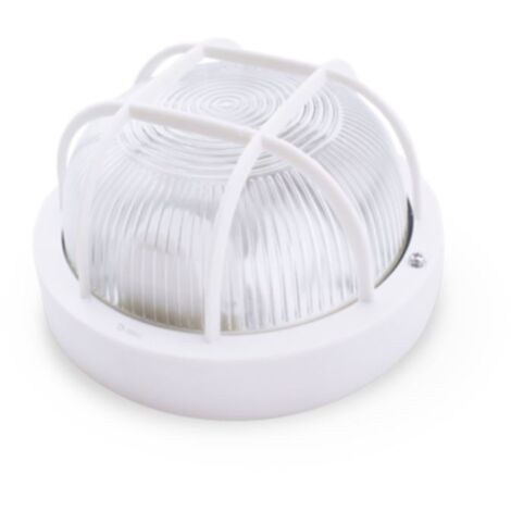 Applique rotonda in materiale termoplastico con griglia BIANCO E27 GSC 0700156