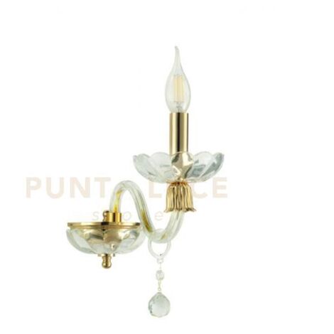 APPLIQUE ROXANNE 1 LUCE ATTACCO E14 L.12CM  H.22CM CRISTALLO E ORO