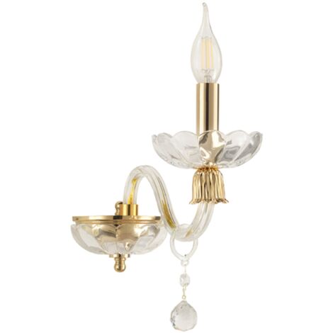 Applique ROXANNE in vetro soffiato 12x28 cm 1 Luce Oro