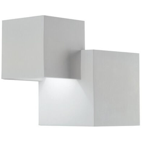 "Applique RUBIK in gesso bianco verniciabile con doppio diffusore"