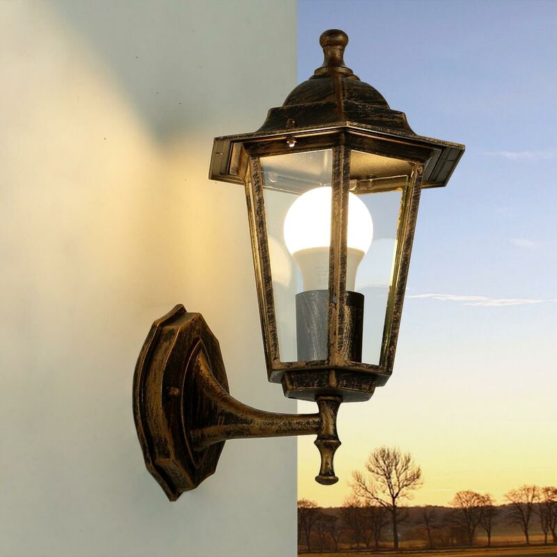 Image of Licht-erlebnisse - Applique rustica per esterni paris color rame antico E27 Lampada a muro da giardino lampada da parete - Rame antico