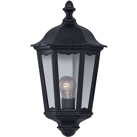 Applique Rustico-Country Alex Alluminio Nero Vetro 1 Luce E27