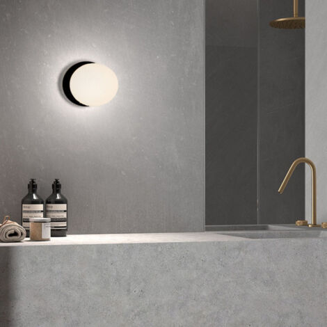 Applique Salle De Bain Alix Noir Et Verre Opale Ip44
