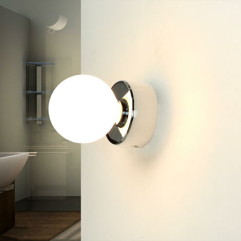 Applique salle de bain ronde IP44 en chrome – Abat-jour en verre satiné – Diamètre 75mm – Douille G9 jusqu'à 40W – Licht-Erlebnisse