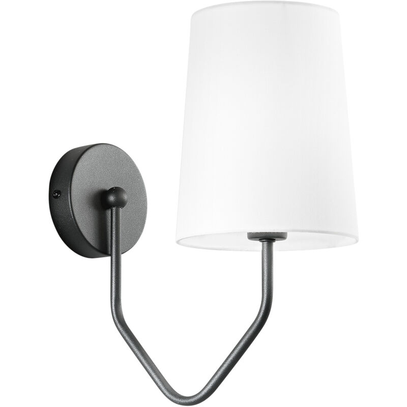 Image of Luce Ambiente E Design - Applique sally in metallo nero con paralume in tessuto bianco - Nero