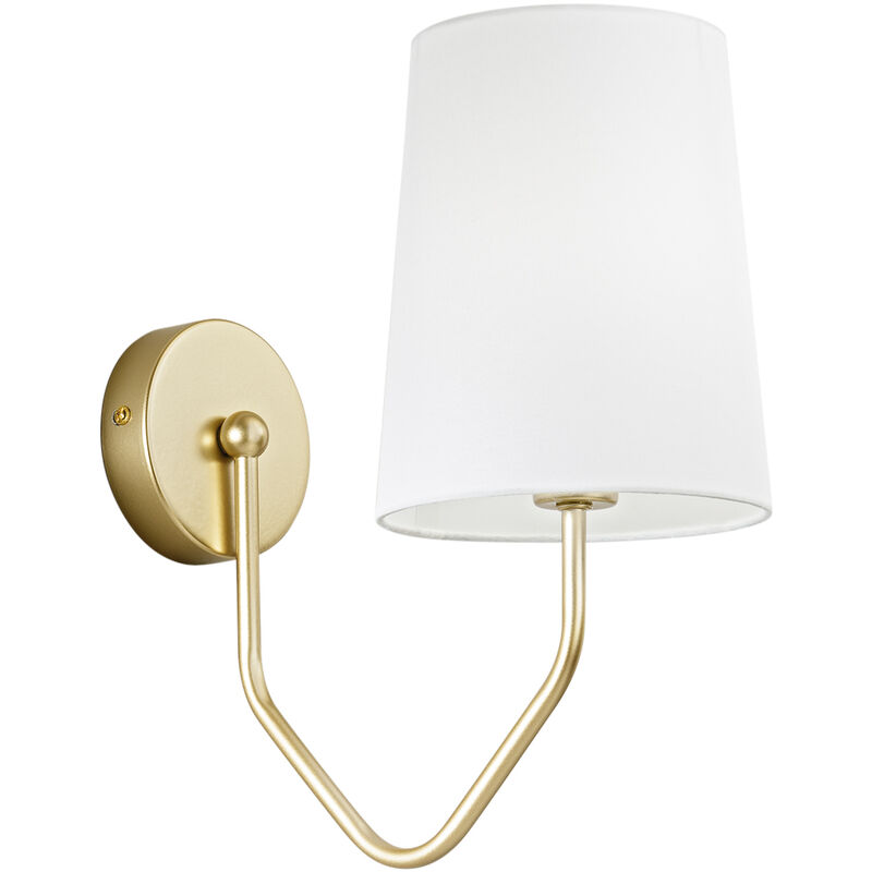 Image of Luce Ambiente E Design - Applique sally in metallo oro con paralume in tessuto bianco - Oro