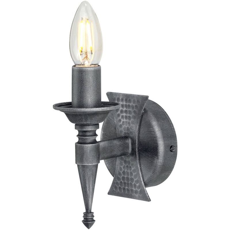 Saxon - Applique murale d'intérieur à 1 ampoule, argent, noir, E14 - Elstead