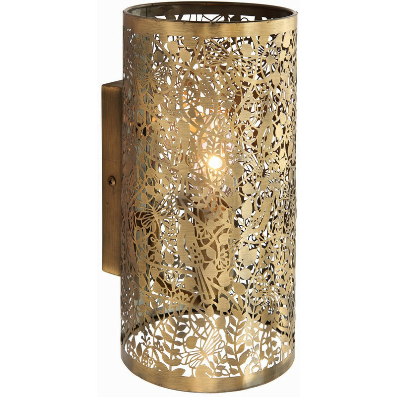 Secret Garden - Applique murale de jardin design Floral Leaves Laiton antique, E14 - Endon