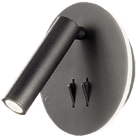 Applique SELLA rotonda in metallo Nero 13 cm retroilluminata con spot LED orientabile