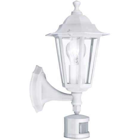 Applique Sensore Esterno Classica Laterna 5 Alluminio Bianco Vetro E27