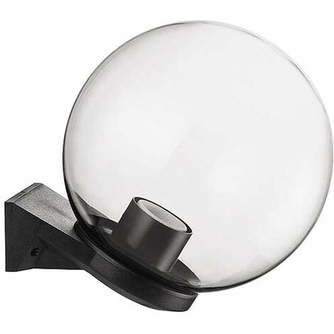 Applique sfera con braccio, in policarbonato e metacrilato, Ø 20 cm, e27 - 1x60w, ip44, colore trasparente