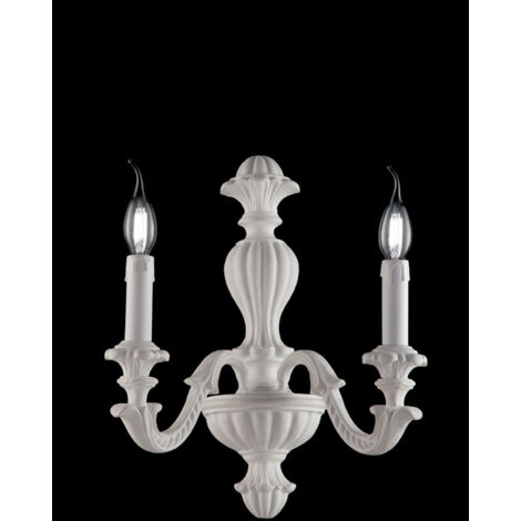 Applique Shabby Chic Leonardo Legno Bianco 2 Luci E14