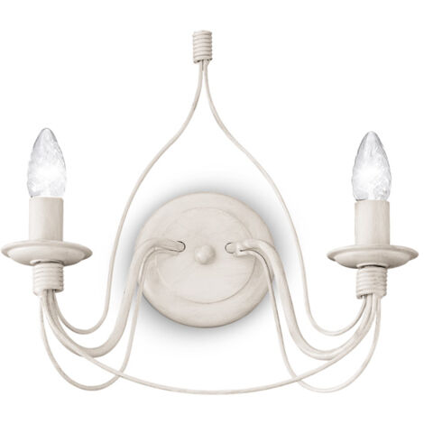 Applique Shabby Chic-Provenzale Corte Metallo Bianco 2 Luci E14