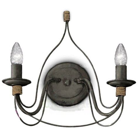 Applique Shabby Chic-Provenzale Corte Metallo Nero 2 Luci E14