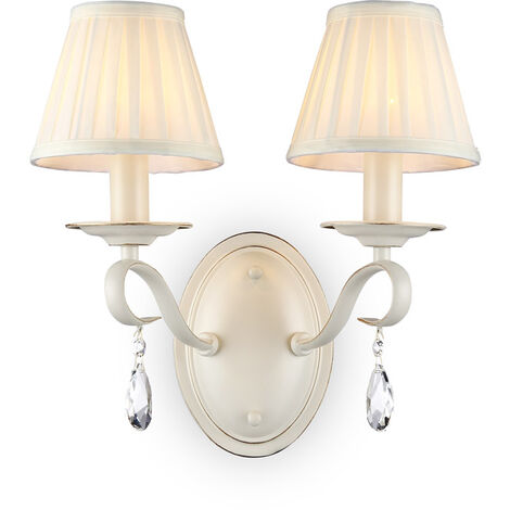 Applique classico in legno bianco shabby chic a 2 luci esse 710/2a