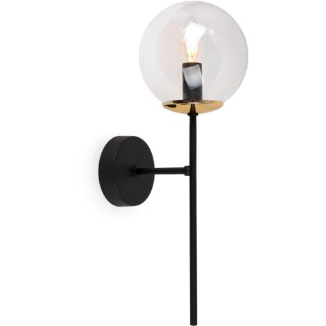 APPLIQUE SIENA NOIR-OR 1 PLAQUE CLAIR LAMPE E14
