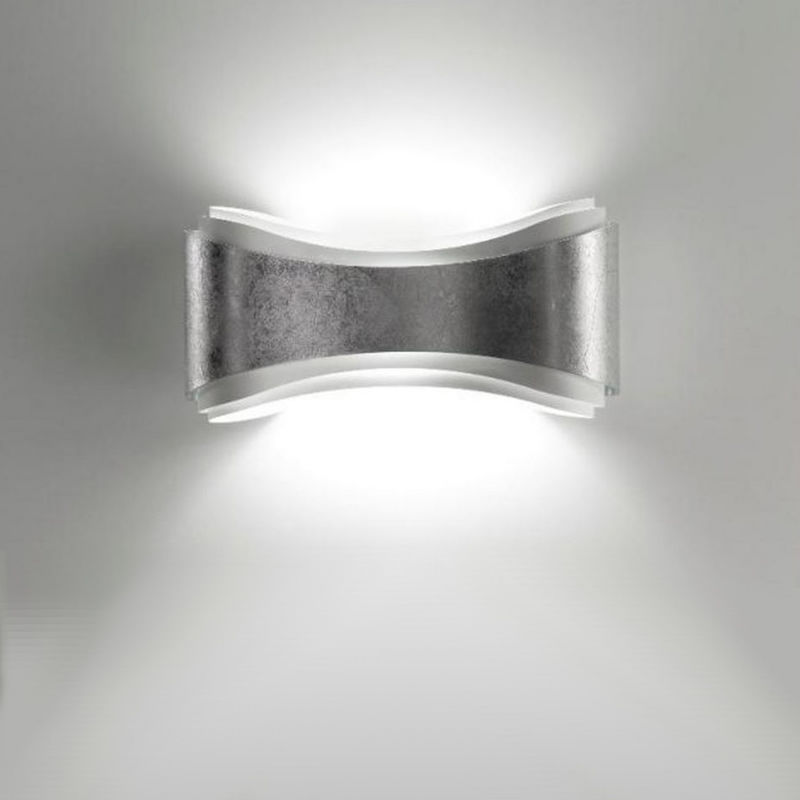 Image of Selene Illuminazione - Applique moderna ionica 1035 011 009 033 006 r7s led metallo biemissione lampada parete, finitura metallo foglia argento