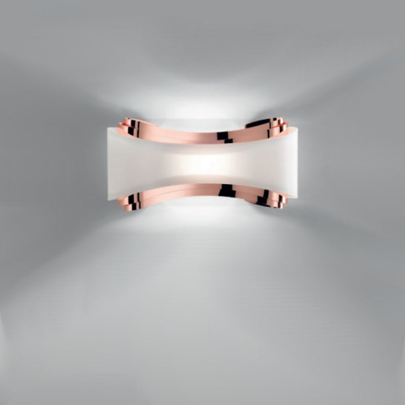 Image of Applique moderno Selene Illuminazione ionica 1069 025 002 011 r7s led metallo vetro biemissione lampada parete, finitura metallo rame - Rame