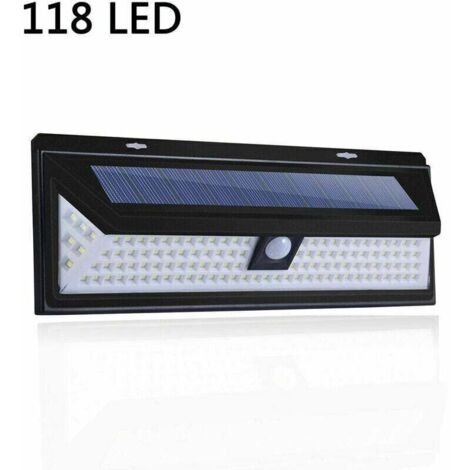 Applique solaire 118 LED – Éclairage 1000 lumens avec capteur de mouvement PIR – Étanche IP65 pour installation extérieure