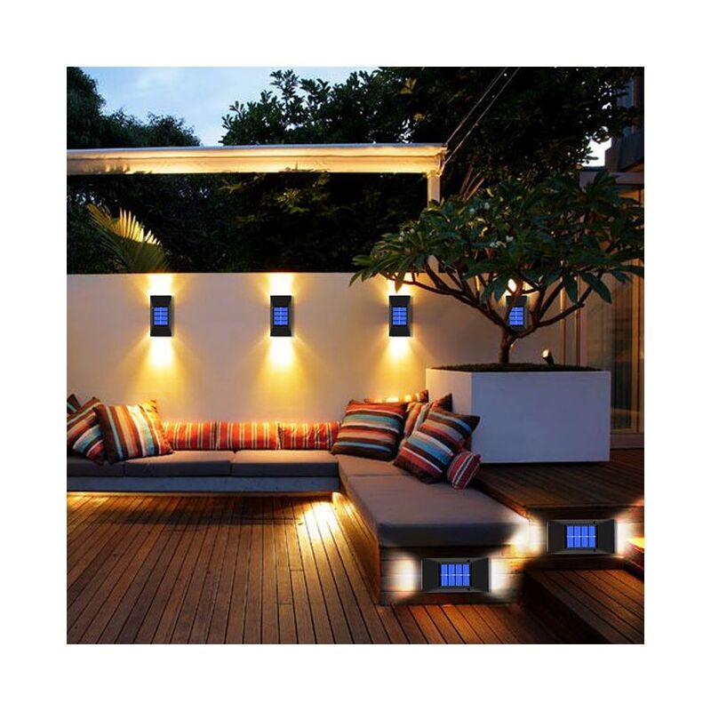 Applique solaire décoration extérieure jardin applique murale jardin étanche haut et bas applique murale décoration extérieure lumineuse 4 pièces