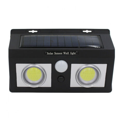Applique solaire LED 2 lumières avec détecteur de crépuscularité et de mouvement Noir 7500K 20000H 7hSevenOn
