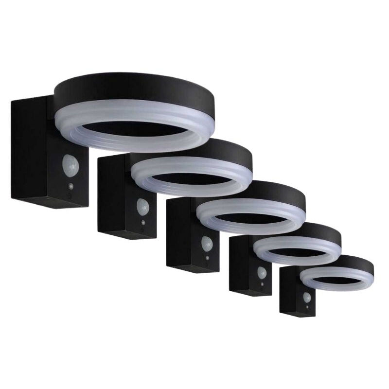 Applique Solaire led Murale 6W IP44 Noir avec Détecteur pir (Pack de 5) Silumen