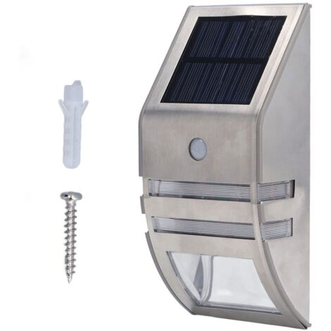 Applique Solaire PIR Corps Humain Induction Haute Sensibilité Lumière Blanche 40LM Acier Inoxydable Applique Solaire Applique Murale Extérieure Lumière Solaire