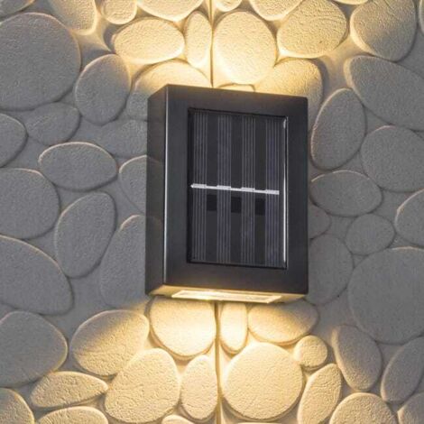 Applique solare, bianco caldo, lampade solari impermeabili IP44, adatte per pareti esterne, giardini, verande, gradini, set da 2