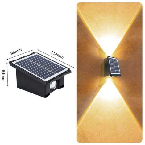 Applique solare da esterno impermeabile, illuminazione a 2 LED luminosi, per balcone, cortile, decorazione da giardino, bianco caldo
