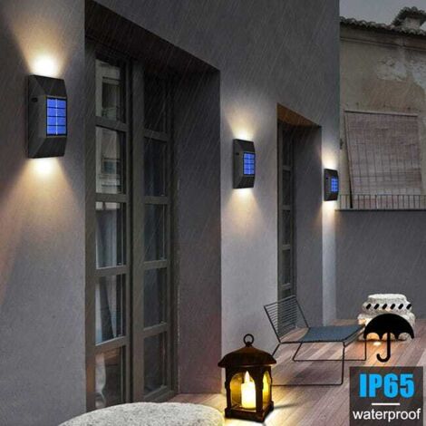 Applique solare, decorazione da giardino per esterni, impermeabile, su e giù, applique da parete per esterni luminosa, 4 pezzi