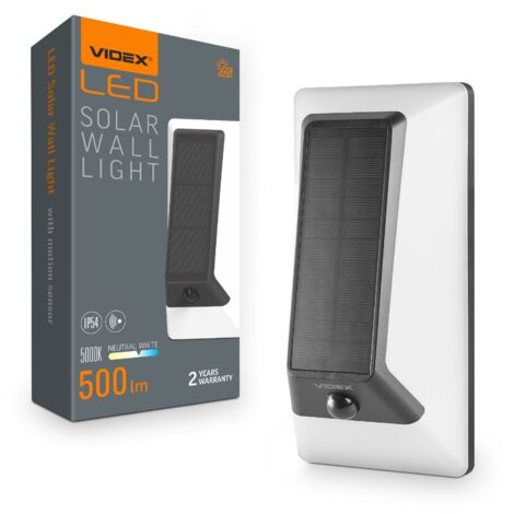 Applique solare LED bianca 500lm con sensore IP54 Videx