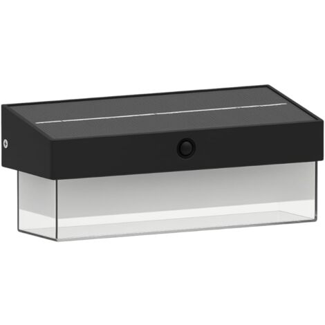 Applique solare LED Lampada da esterno con sensore di movimento IP54 1000lm luce fredda 6000K 3 modalità crepuscolare ricarica solare
