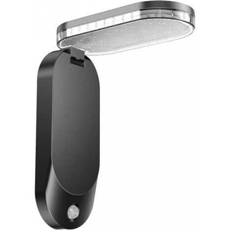 Applique solare LED pieghevole PIR crepusc. IP65 nera