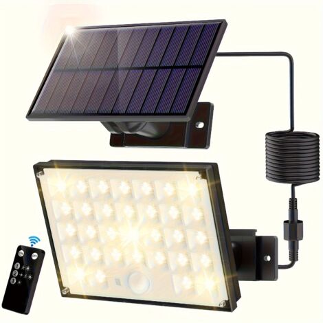 Applique solare ricaricabile a doppio fascio luminoso, ideale per giardini, garage, patii e vialetti. Modello 1. Illuminazione intelligente per esterni con telecomando a infrarossi e sensore intellige