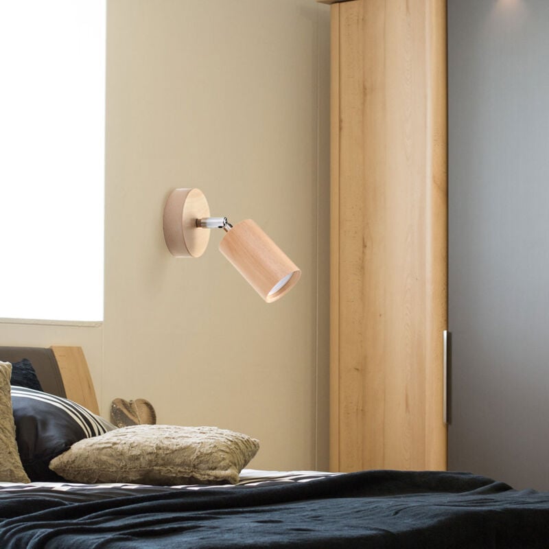 Applique spot éclairage salon avec spot mobile, marron naturel, 1x GU10, h 15 cm, salle à manger