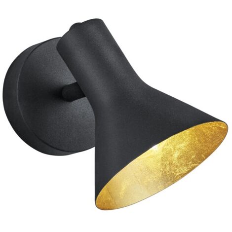 Applique, Spot industriel noir et or Nina Noir en Metal, TRIO